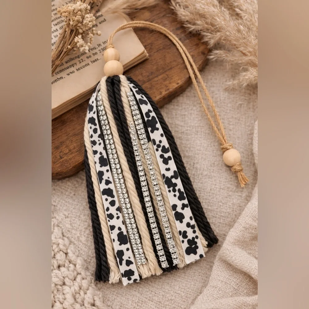 Black Cow Tassel Bookmark - Picture 1 of 1